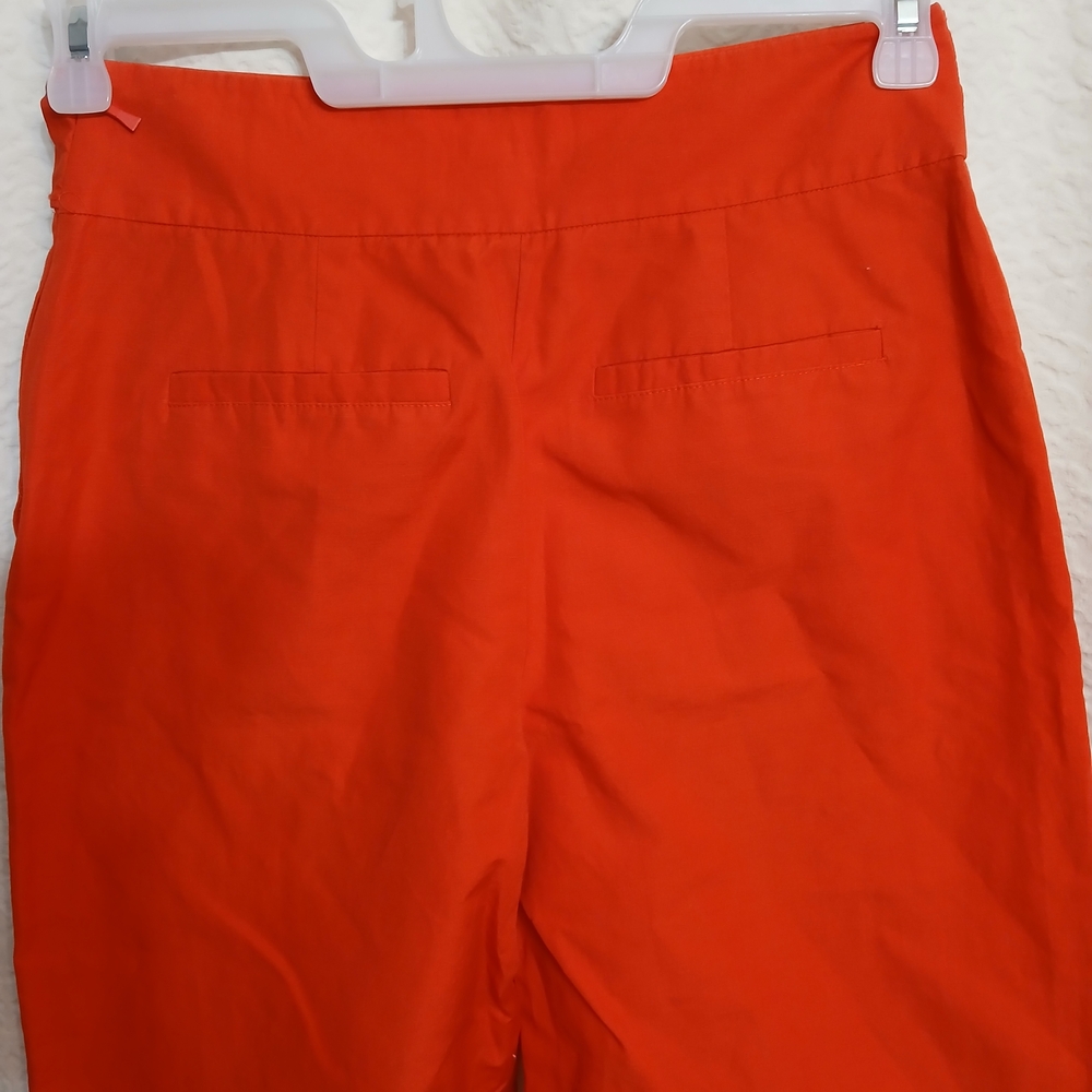 Kate Spade Cotton Cullotes, Elegant Wide Leg Reddish-Orange Pants - Picture 4 of 4